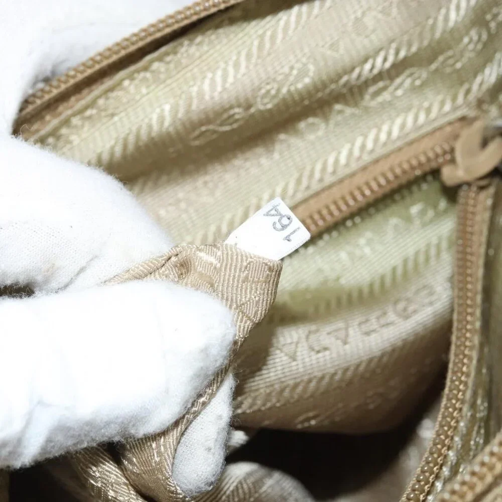Authentic PRADA Shoulder Bag Nylon Beige Silver - Picture 4 of 16
